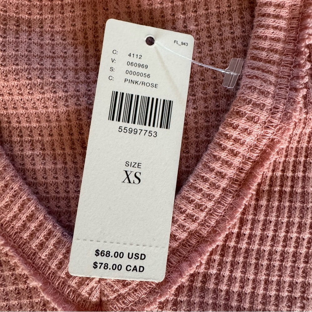 NWT Anthropologie t.la nadia cut-out waffle knit thermal tunic top dusty pink S - Picture 5 of 6